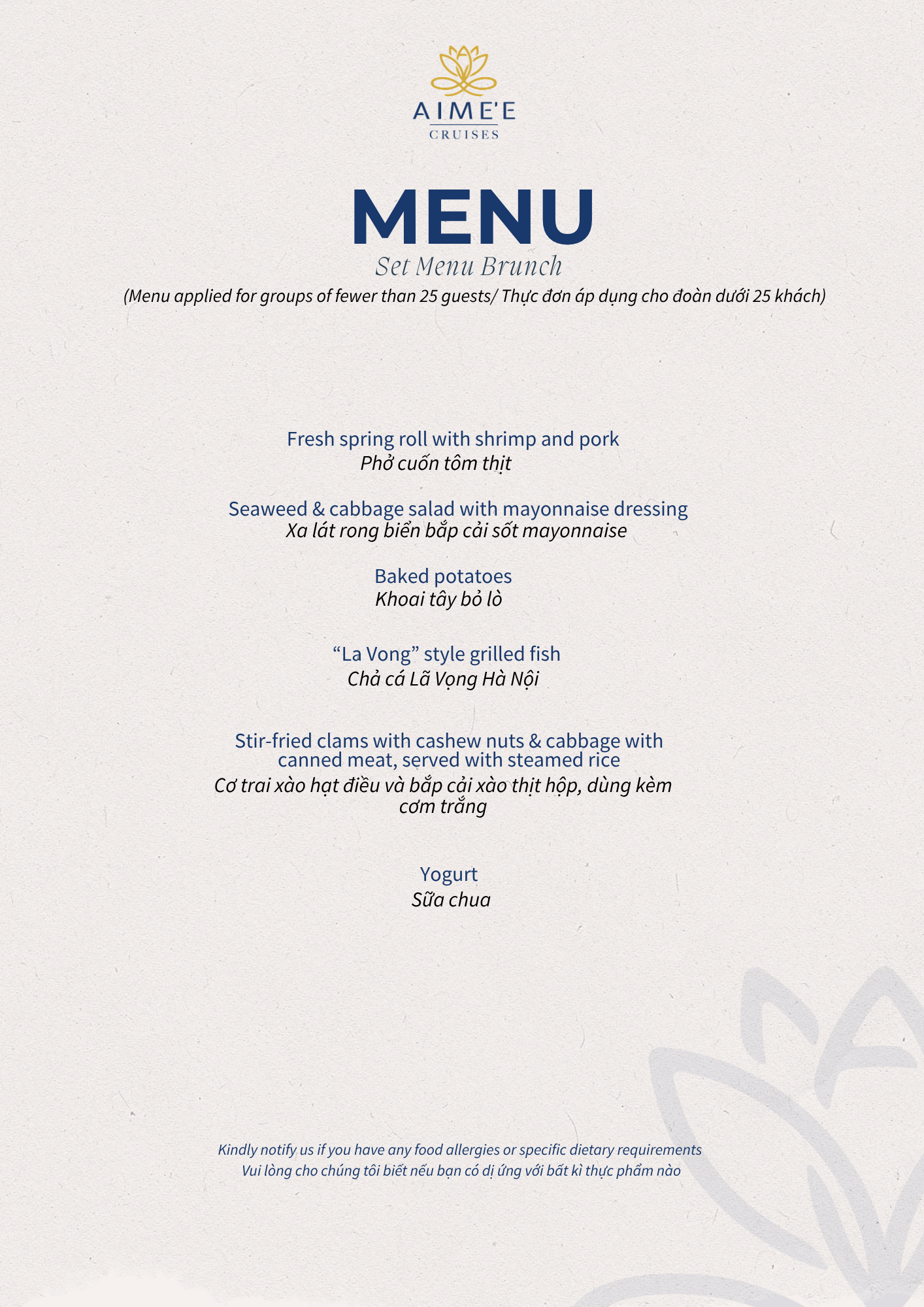 Set menu (Brunch)